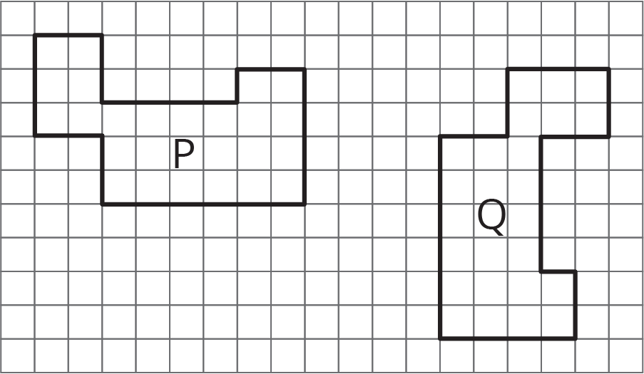 two of the same figure on a square grid in different orientations and position