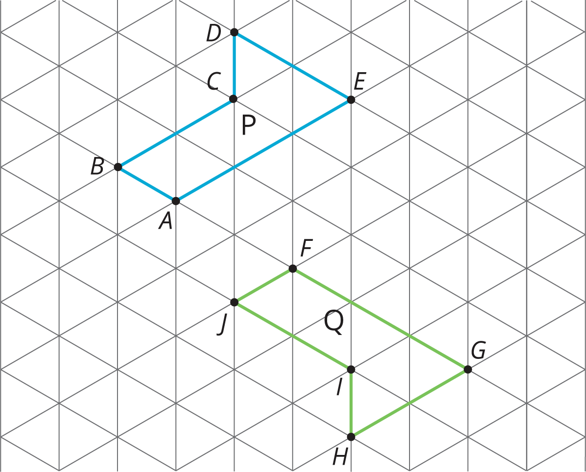 two of the same figure on an isometric grid in different orientations and position